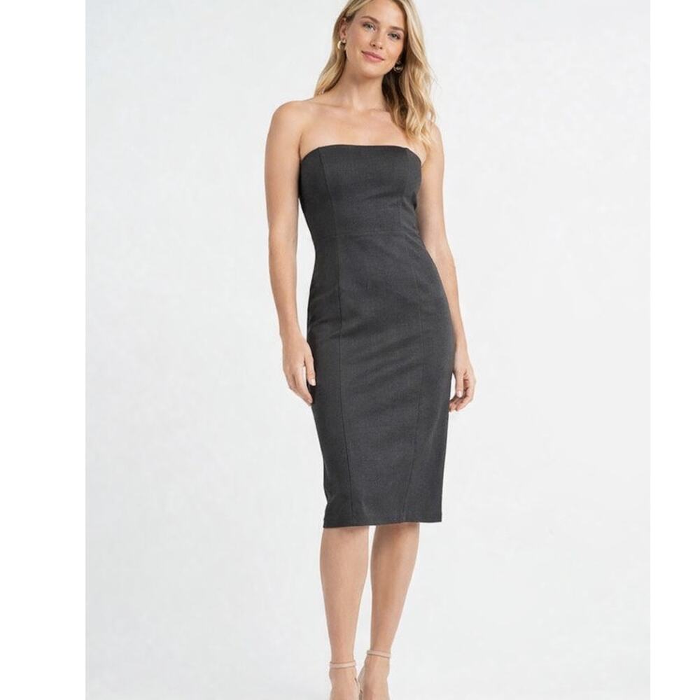 Express Stretch Strapless Bodycon Dress – Charcoal Gray – Size 3/4